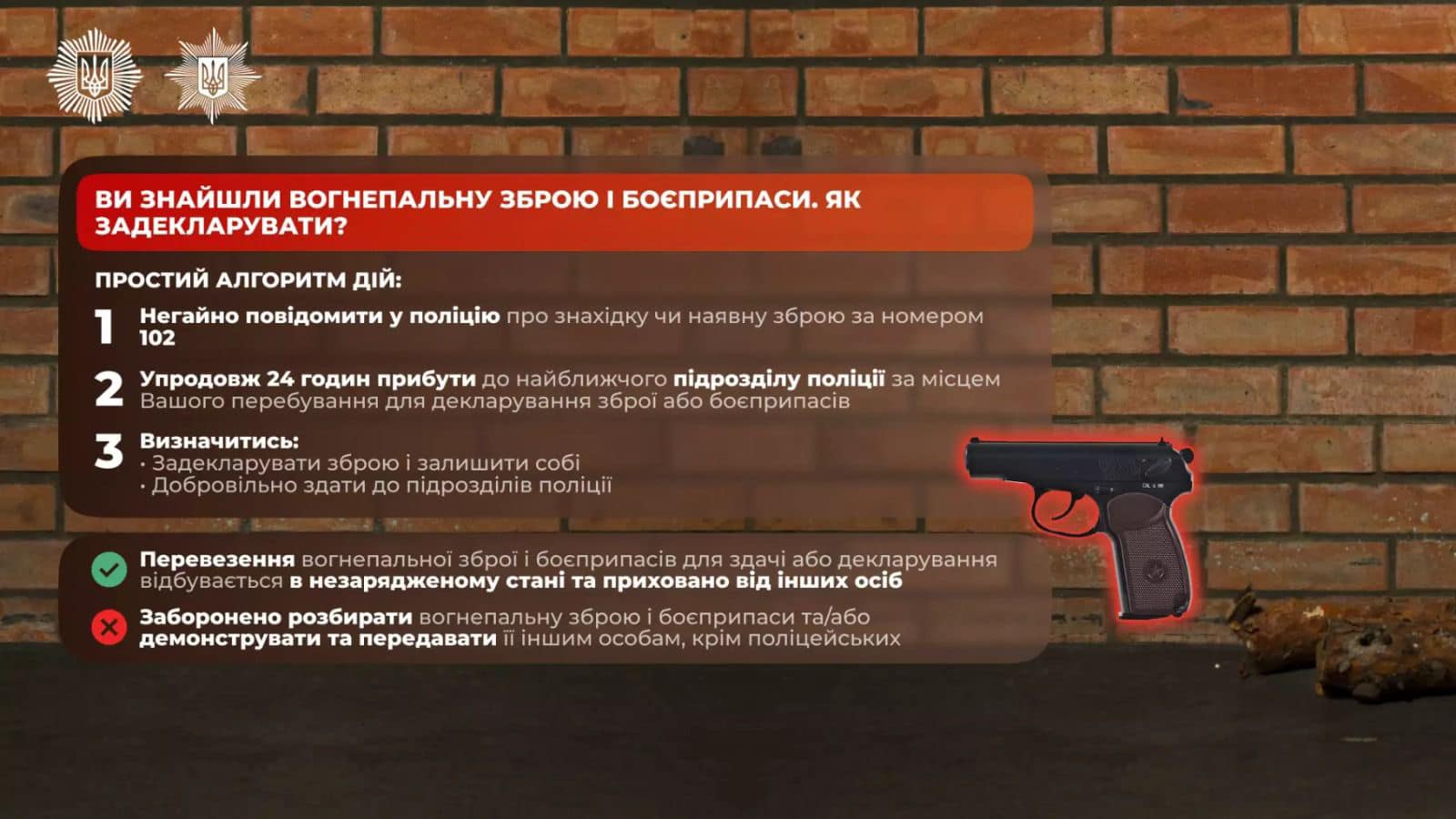 Прихована зброя – ризик та небезпека: поліцейські Буковини нагадують про важливість декларування вогнепальної зброї