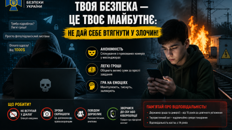 СБУ Буковини попереджає молодь про вербування через Telegram та «легкі гроші»